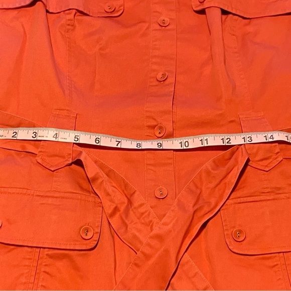 Talbots Cotton Dress Button Front Sleeveless Size 10 Belted Stretch Orange - Picture 9 of 10